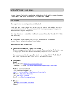 Brainstorming subjects - College of Charleston Blogs