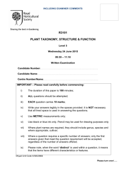 R3101 Plant Taxonomy, Structure and Function