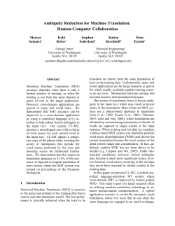 Ambiguity Reduction for Machine Translation