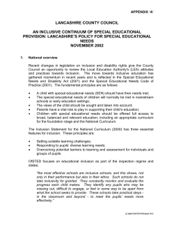LANCASHIRE COUNTY COUNCIL AN INCLUSIVE CONTINUUM