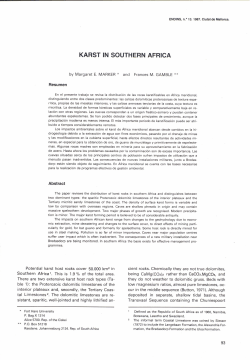 KARST IN SOUTHERN AFRICA