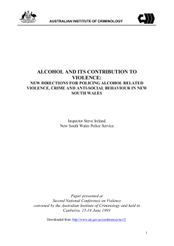 Alcohol and its contribution to violence