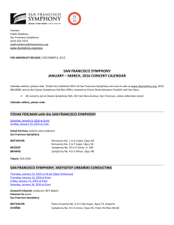 san francisco symphony january – march, 2016 concert calendar