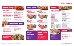 Value Deals Token Packages $7.99 Lunch Buffet Pizzas Drinks