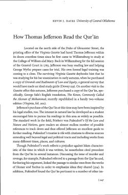 How Thomas Jefferson Read the Qur`an