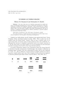 NUMBERS AS VISIBLE SHAPES Milosav M. Marjanovic and