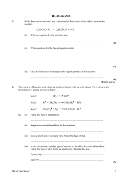 (chloromethyl)benzene in a free radical substitution reaction
