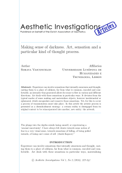 Making sense of darkness. Art, sensation and a particular kind of