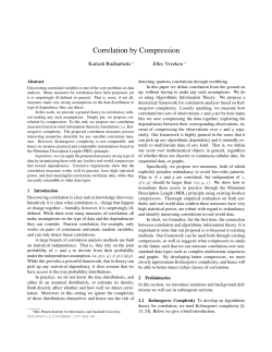 Correlation by Compression