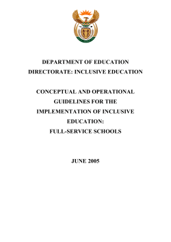 DEPARTMENT OF EDUCATION DIRECTORATE: INCLUSIVE