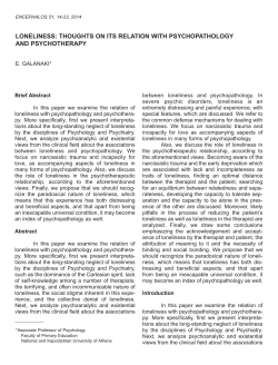 loneliness: thoughts on its relation with psychopathology and