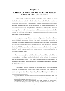 Chapter &ndash; 1 POSITION OF WOMEN IN PRE