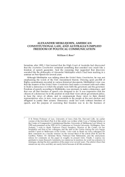 Alexander Meiklejohn, American Constitutional Law, and Australia`s