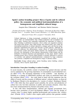 Spain`s nation branding project Marca Espa&ntilde;a and its cultural policy