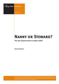Nanny or Steward? The role of government in public health: Working