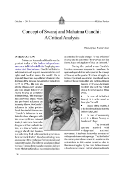 Concept of Swaraj and Mahatma Gandhi : A Critical