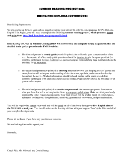 Rising Pre-IB Sophomores English 2 Summer Reading Project