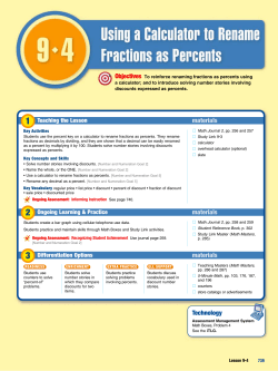 Lesson 9.4 Using a Calculator to Rename Fractions as Percents