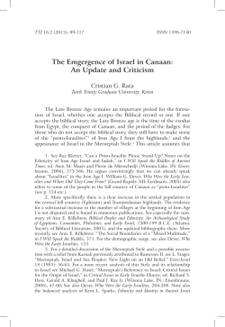 The Emgergence of Israel in Canaan: An Update and Criticism