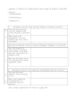 Chapter 11 Section 2: Imperialism Case Study of Nigeria (345-350)