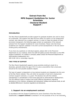 MPG Support Guidelines for Junior Scientists - Max