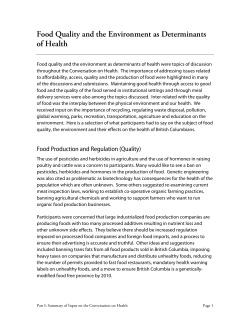 Food Quality and the Environment as Determinants of Health