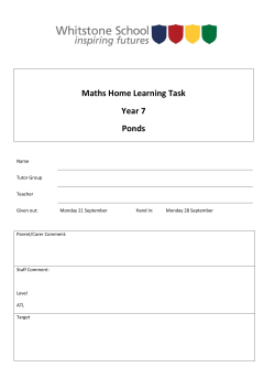 Maths Home Learning Task Year 7 Ponds