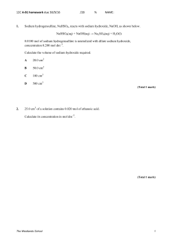 12C A-B1 homework due 30/9/16 /28 % NAME: 1. Sodium