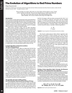 The Evolution of Algorithms to find Prime Numbers