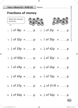 Fractions of money of 18p = p of 21p = p 4of 32p