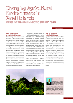 Roles of Agriculture in Small Island Economies State of