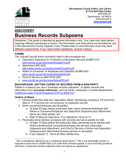 DISCOVERY Business Records Subpoena