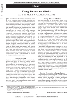 Obesity Energy Balance and Obesity