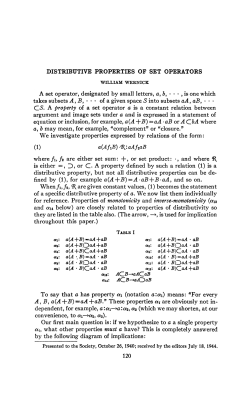 DISTRIBUTIVE PROPERTIES OF SET OPERATORS A set operator