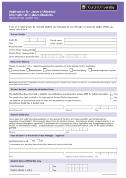 Application for Leave of Absence International