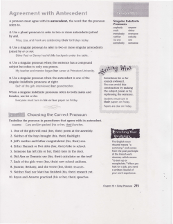 Pronoun/Antecedent Agreement