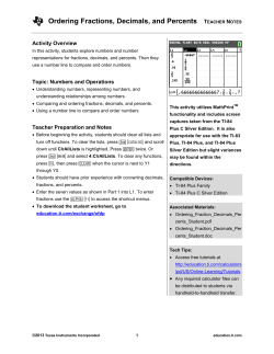 Ordering Fractions, Decimals, and Percents - TI Education