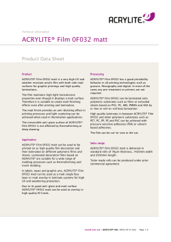 ACRYLITE&reg; Film 0F032 Tech Info