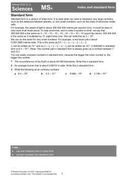 MS4 Index and standard form - Pearson Schools and FE Colleges