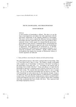 page 291 TRUTH, KNOWLEDGE, AND PRESUPPOSITION