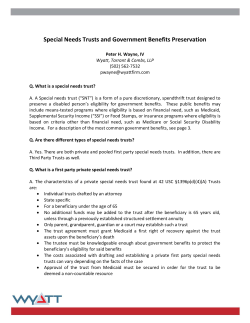Special Needs Trusts and Government Benefits