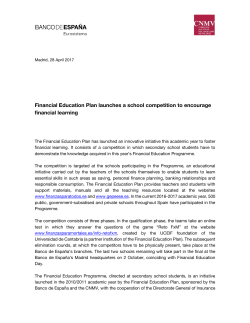 Financial Education Plan launches a school competition to