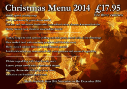 Christmas Menu 2014 &pound;17.95