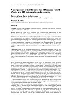 A Comparison of Self-Reported and Measured Height, Weight and