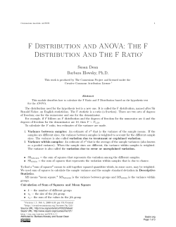F Distribution and ANOVA: The F Distribution And The F Ratio&lowast;