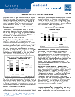 MEDICAID AND SCHIP ELIGIBILITY FOR IMMIGRANTS -
