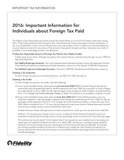 2016: Important Information for Individuals about Foreign Tax Paid