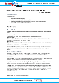 STATES OF MATTER AND THE KINETIC MOLECULAR THEORY