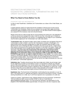 destination information for kazakhstan, uzbekistan, turkmenistan and