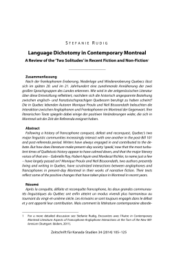 Language Dichotomy in Contemporary Montreal